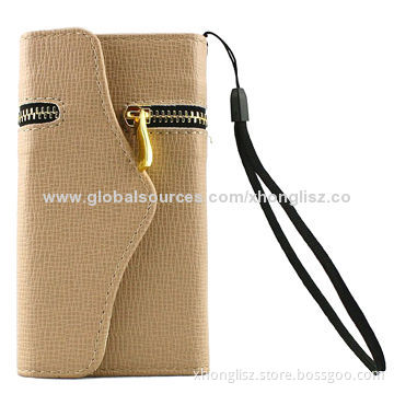 Wristlet holder PU leather wallet case for iPhone, OEM & ODM are welcomedNew